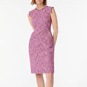 J. Crew Resume Pink Italian Tweed Cap Sleeve Sheath Dress Pockets size 2